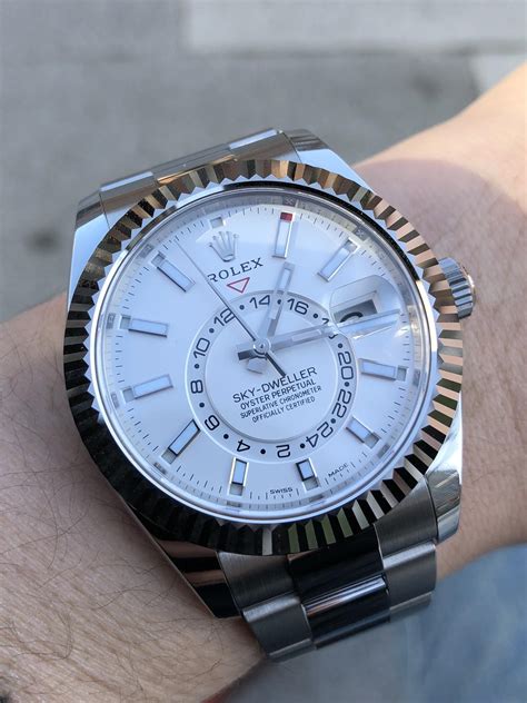 rolex sky-dweller white dial|rolex sky dweller white face.